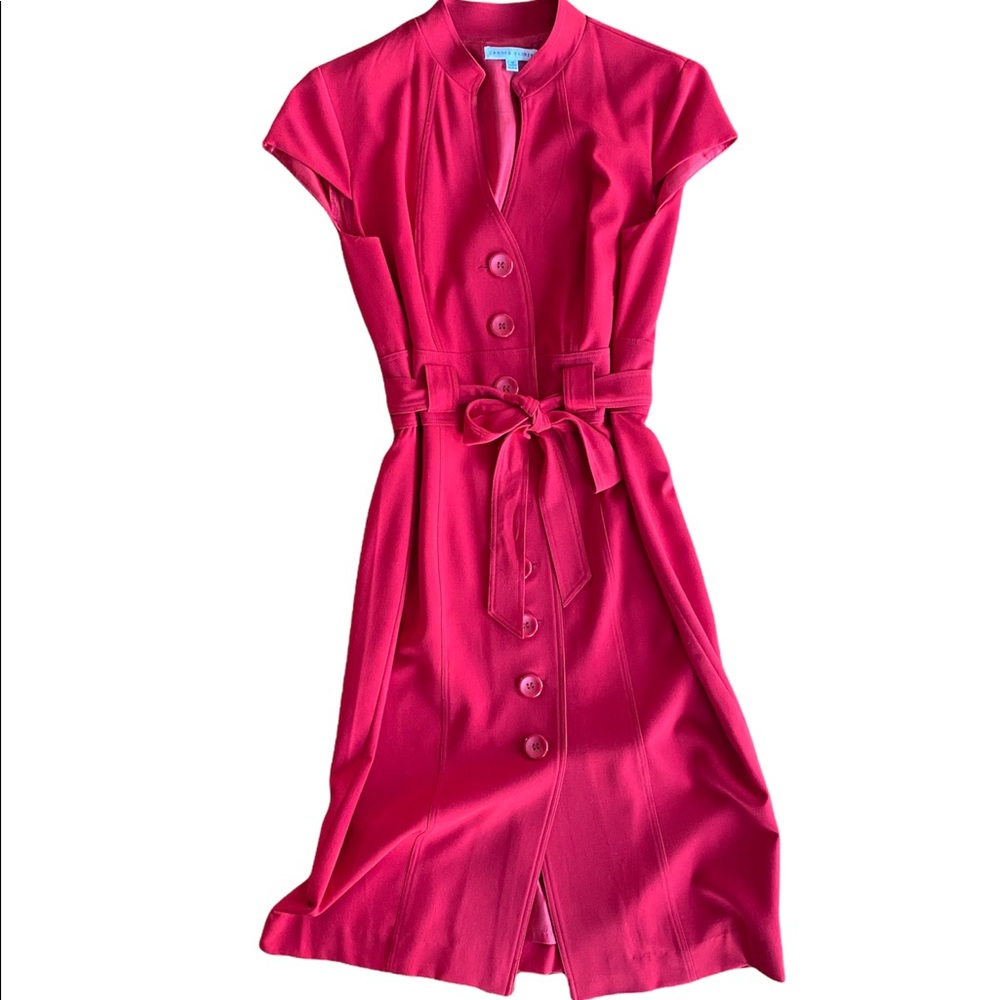 Sandra Darren Button up Red Dress sz 10 knee length